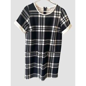 Women’s Plaid Shift Dress ValleyGirl Size M/L Zipper Accents Polyester Back Zip